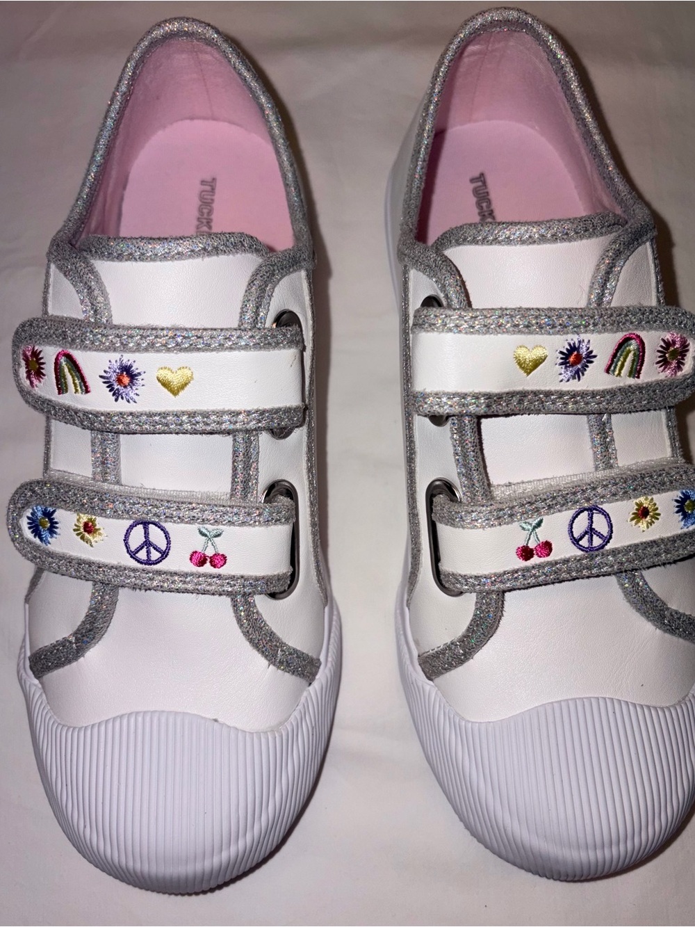 Tucker & Tate Mabel girls white embroidered Velcro sneakers sz 3M new in box